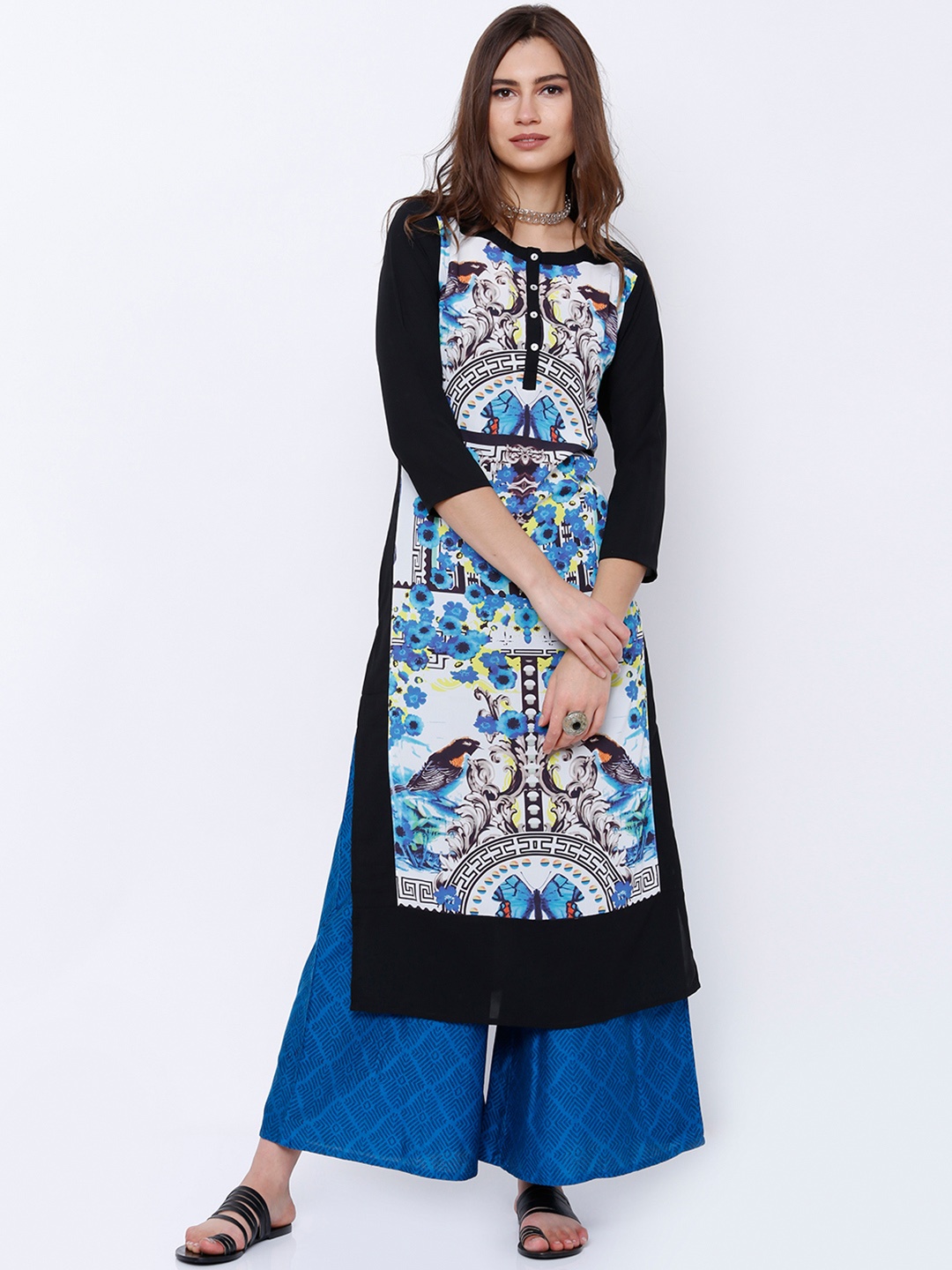 

Kurtas Women Black Printed Kurta