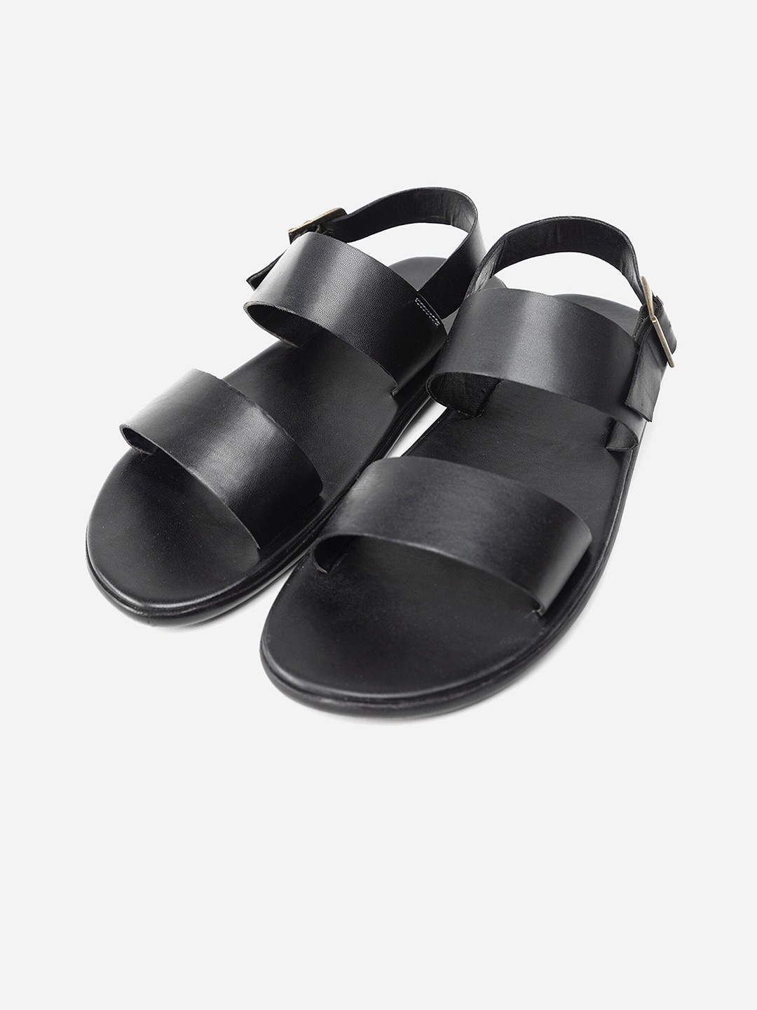 

FRATERNITY Men Black Leather Comfort Sandals