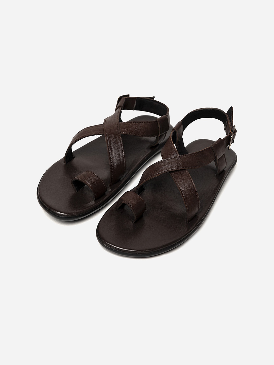 

FRATERNITY Men Brown Leather Comfort Sandals