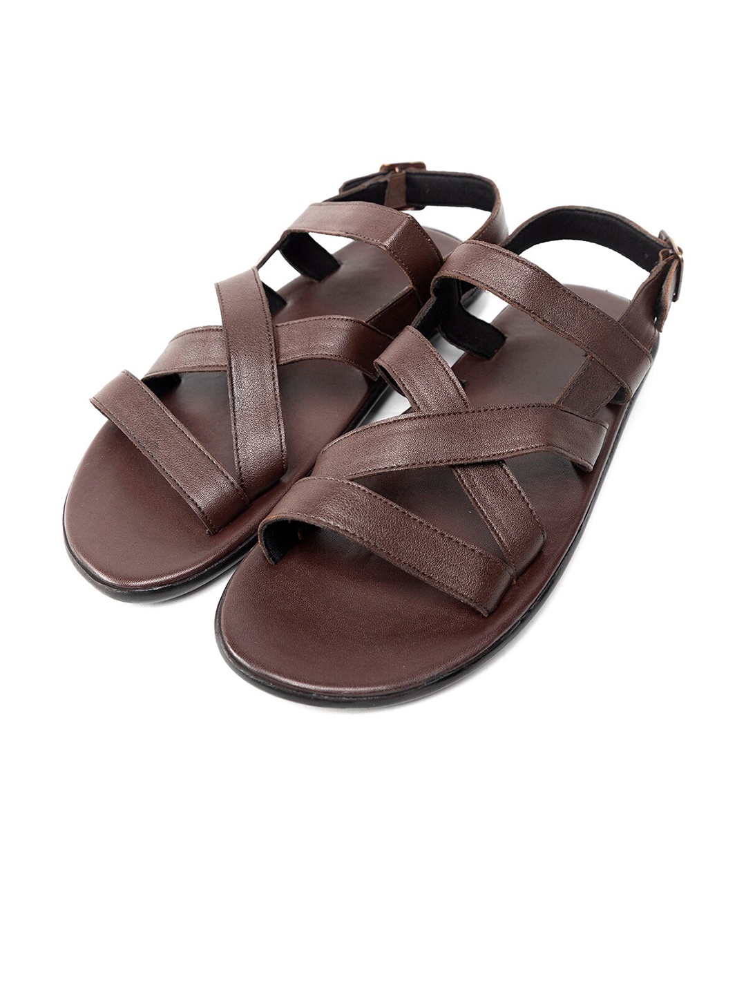 

FRATERNITY Men Brown Leather Comfort Sandals
