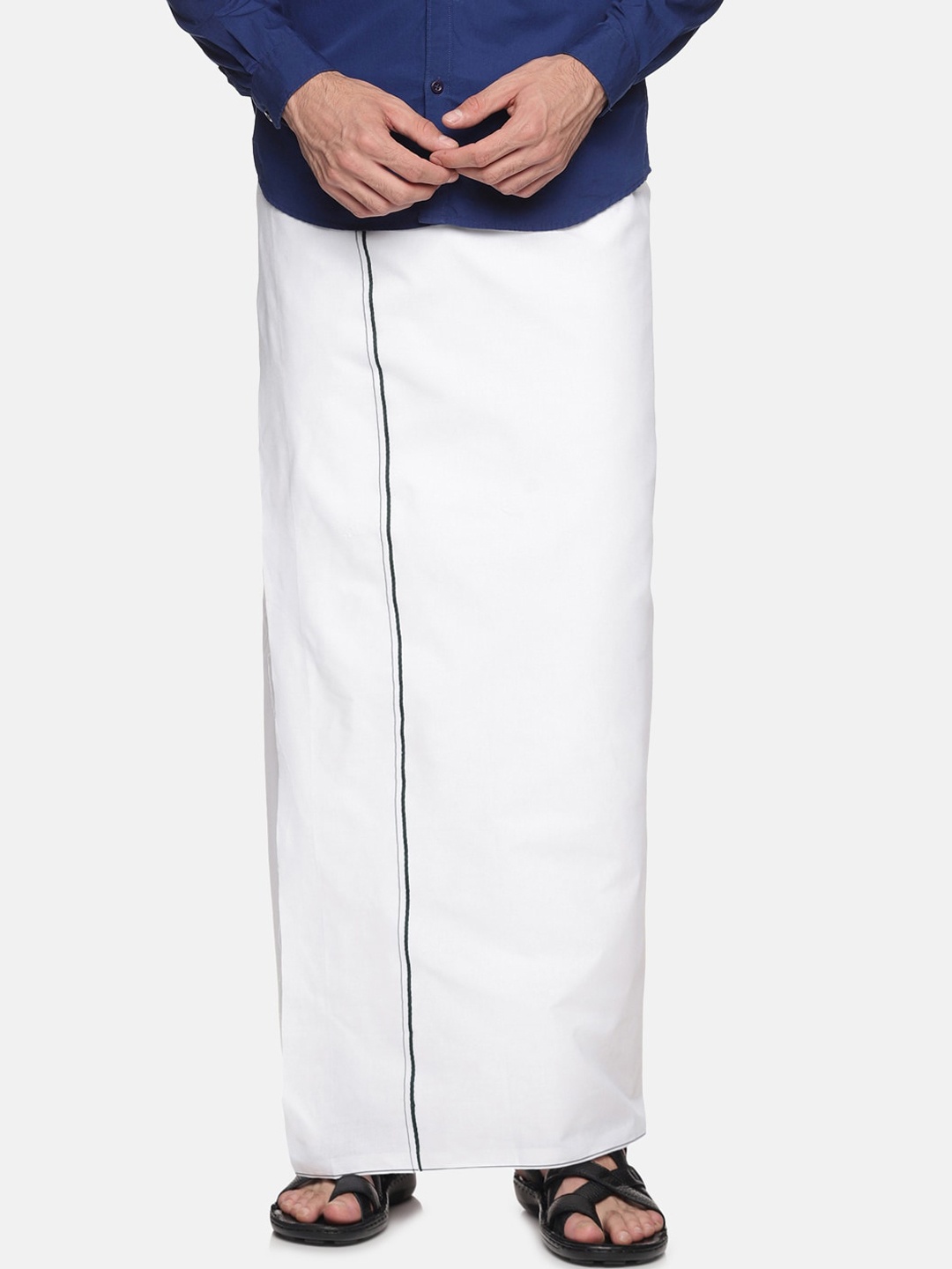 

Sethukrishna Men White & Black Solid Cotton Dhotis