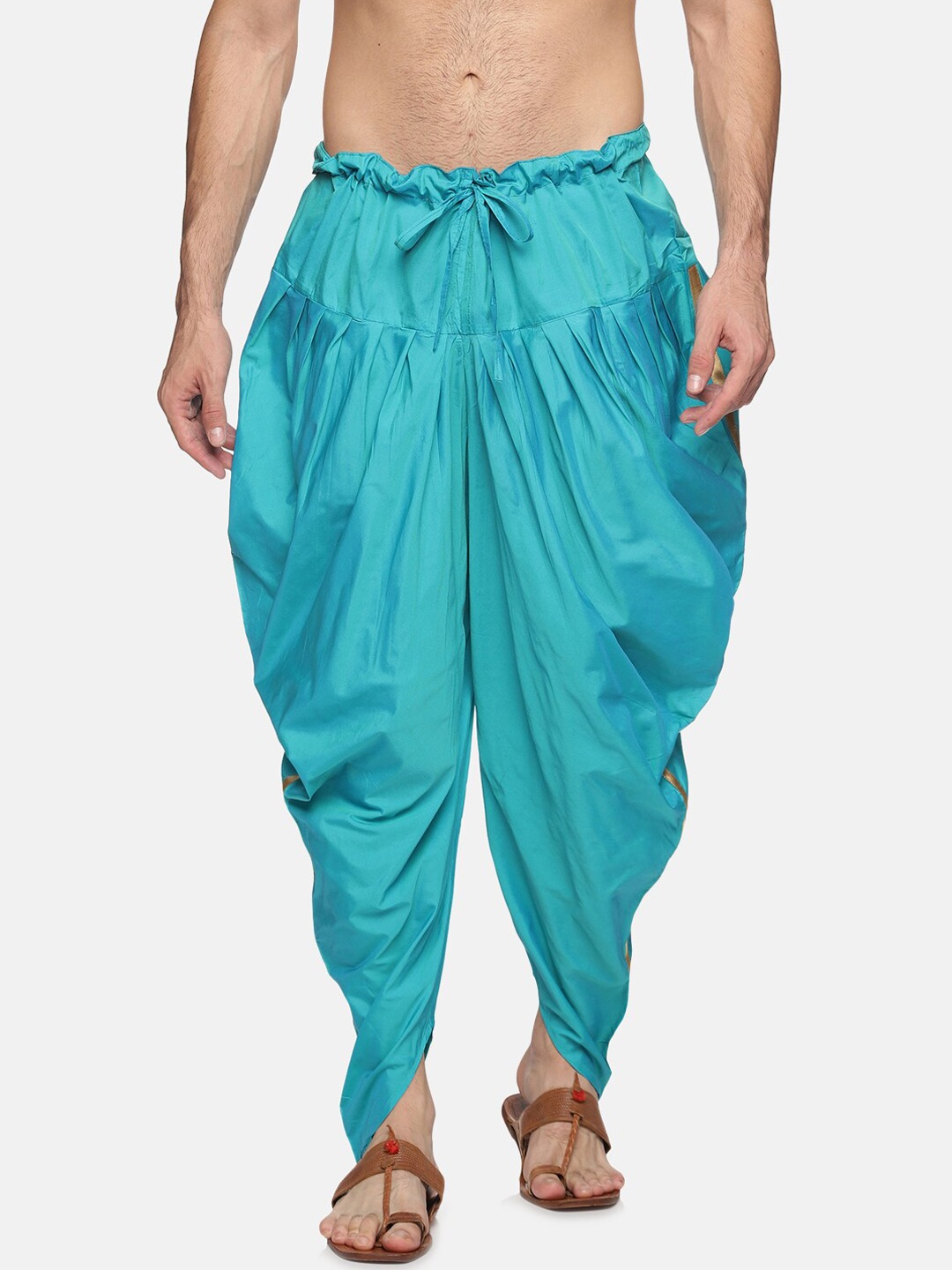 

Sethukrishna Men Turquoise Blue Solid Cotton Dhotis