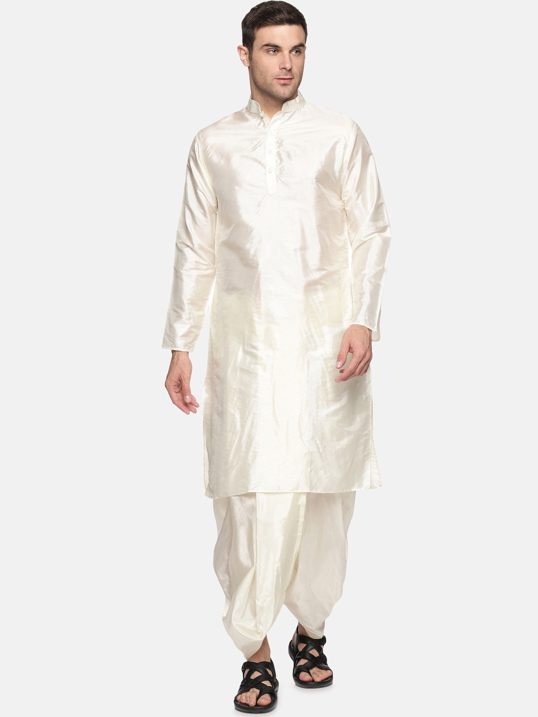 

Sethukrishna Men Cream-Coloured Kurta with Dhoti Pants