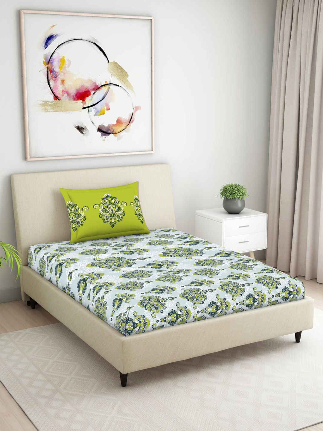 

Welspun Unisex Green Bedsheets