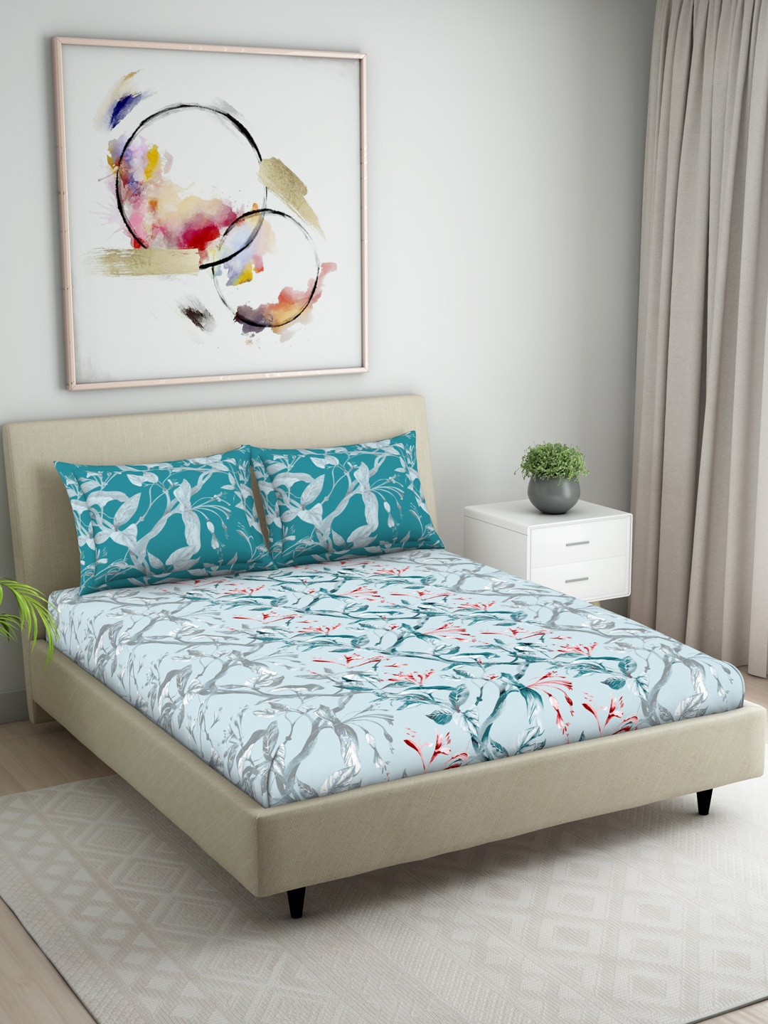 

Welspun Unisex Teal Bedsheets