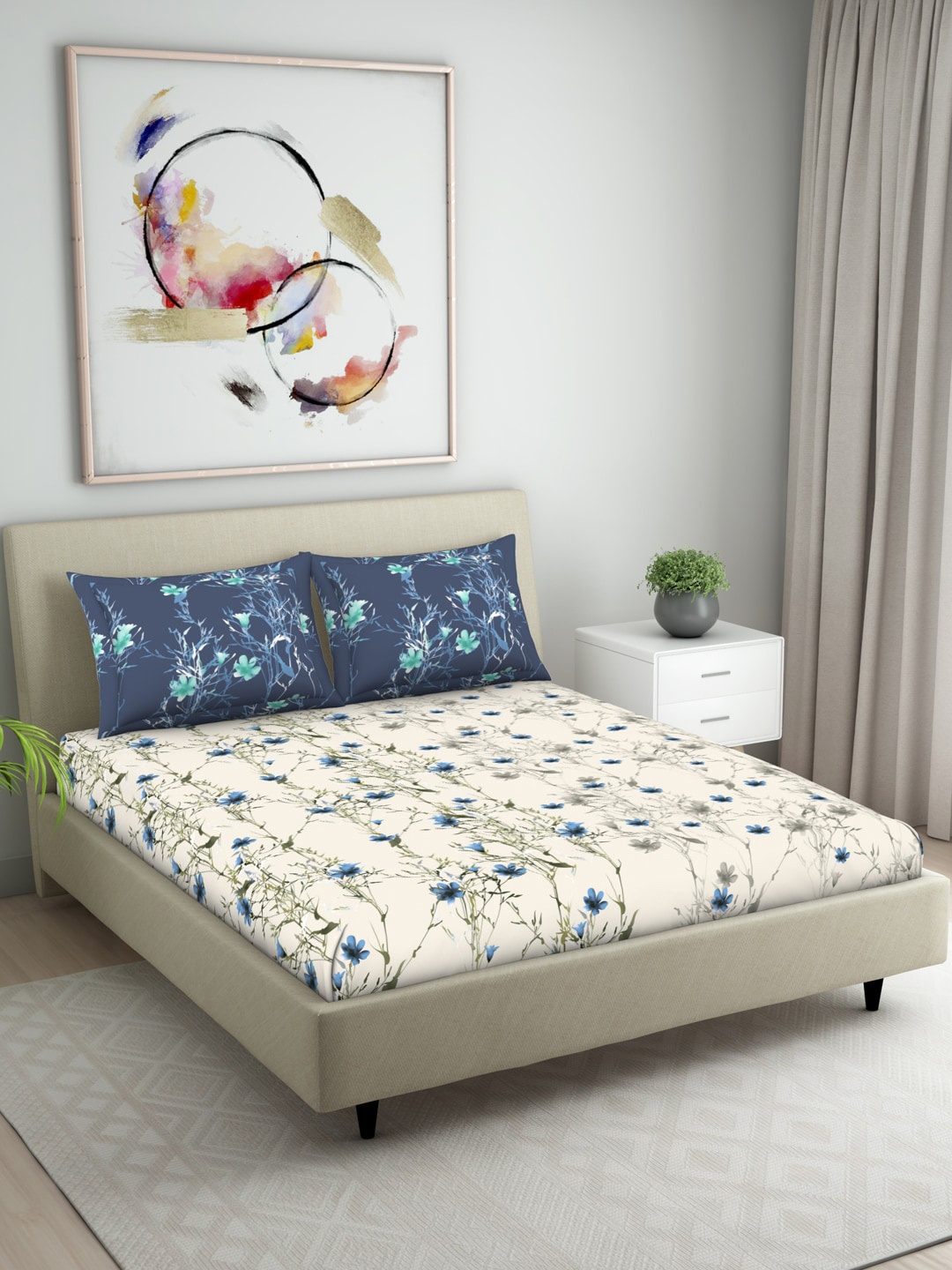 

Welspun Unisex Blue Bedsheets