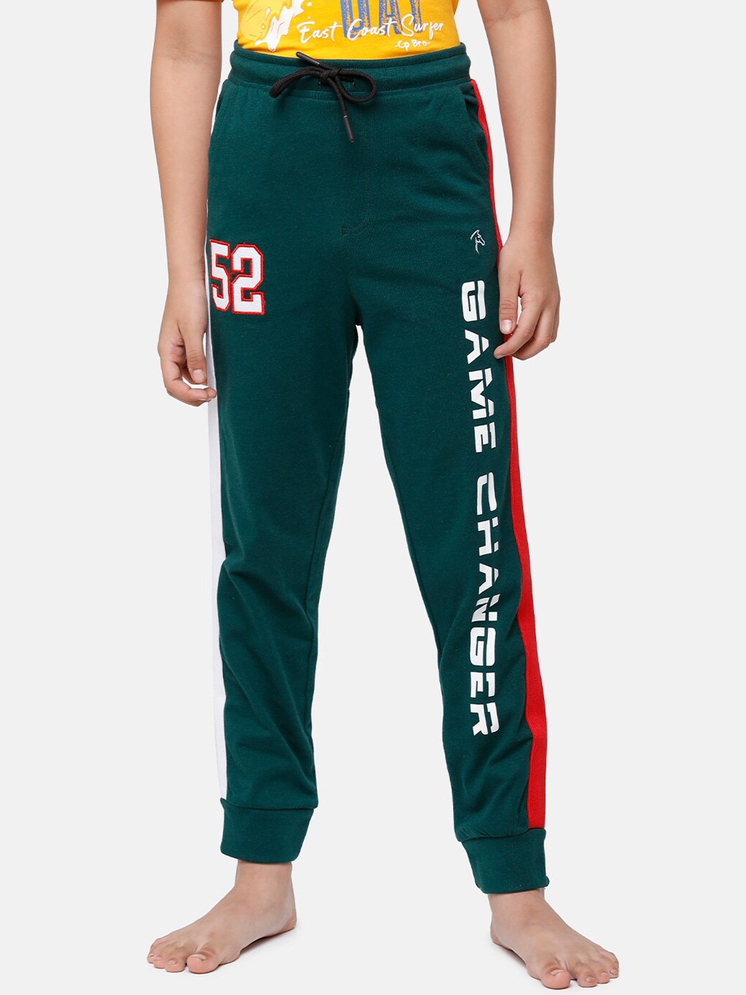 

CP BRO Boys Green & White Printed Joggers