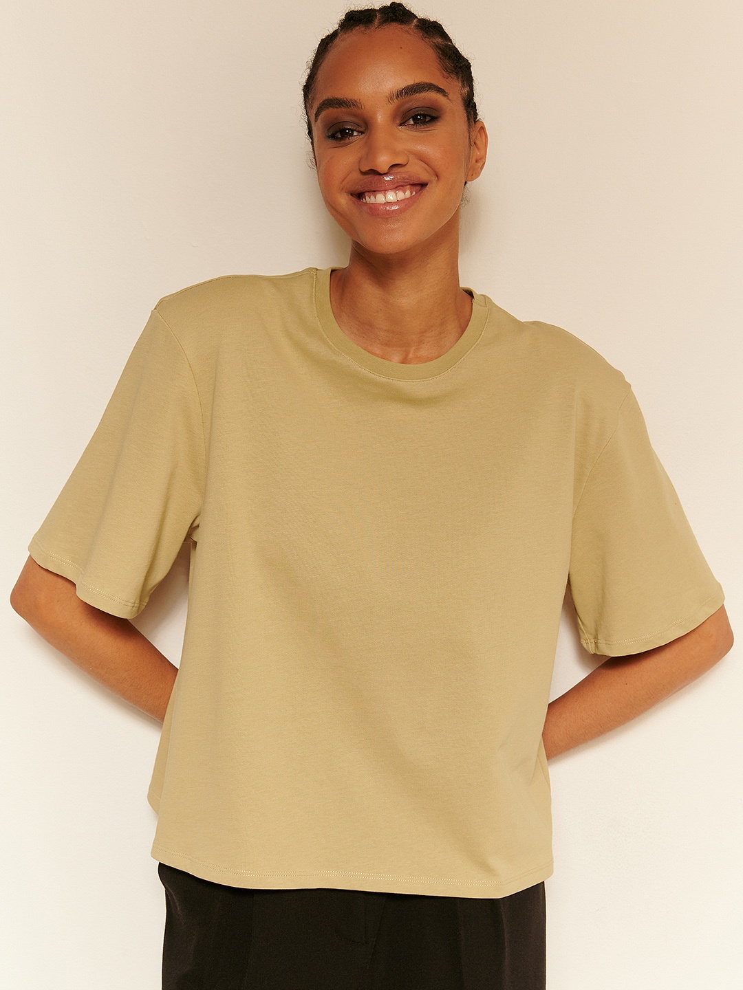 

NA-KD Women Khaki Organic Cotton T-shirt