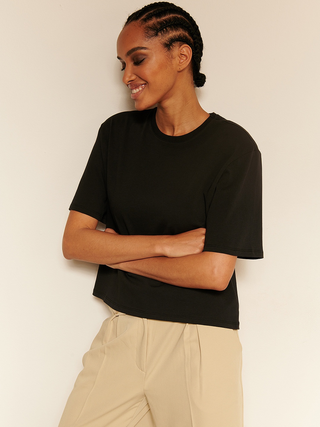 

NA-KD Women Black Organic Cotton T-shirt
