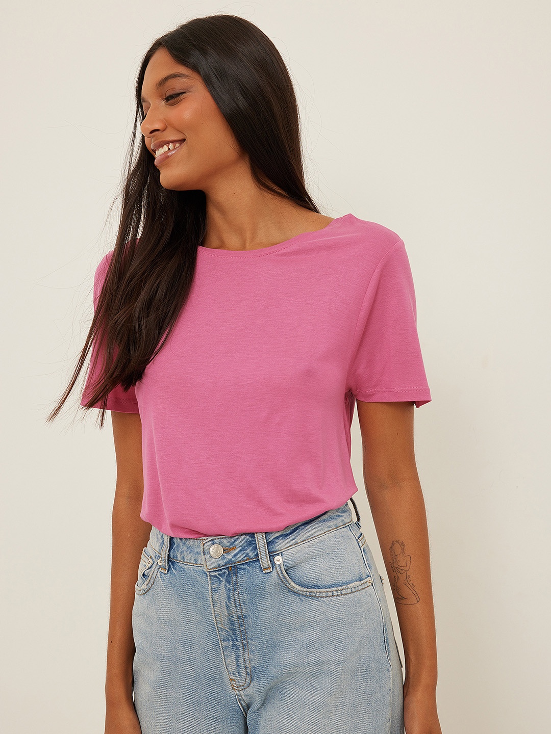 

NA-KD Women Pink Solid T-shirt