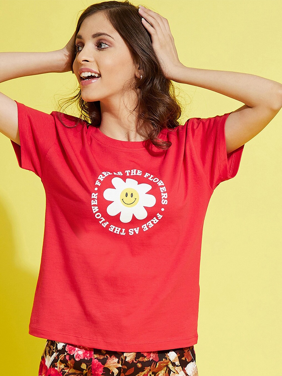 

Noh Voh - SASSAFRAS Kids Girls Red Floral Pure Cotton Applique T-shirt