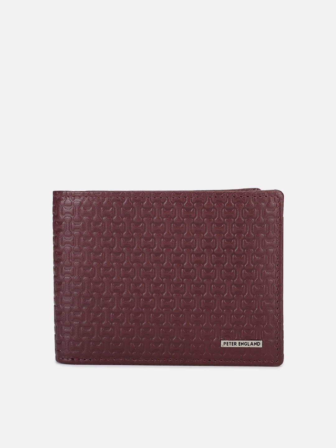 

Peter England Men Maroon Textured Leather Two Fold Wallet