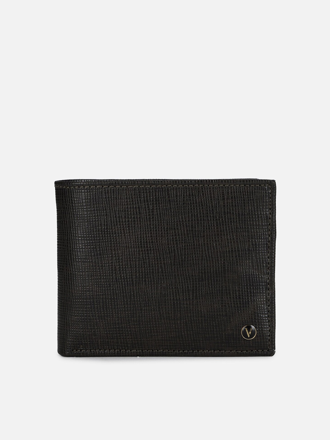 

Van Heusen Men Black Textured Leather Two Fold Wallet