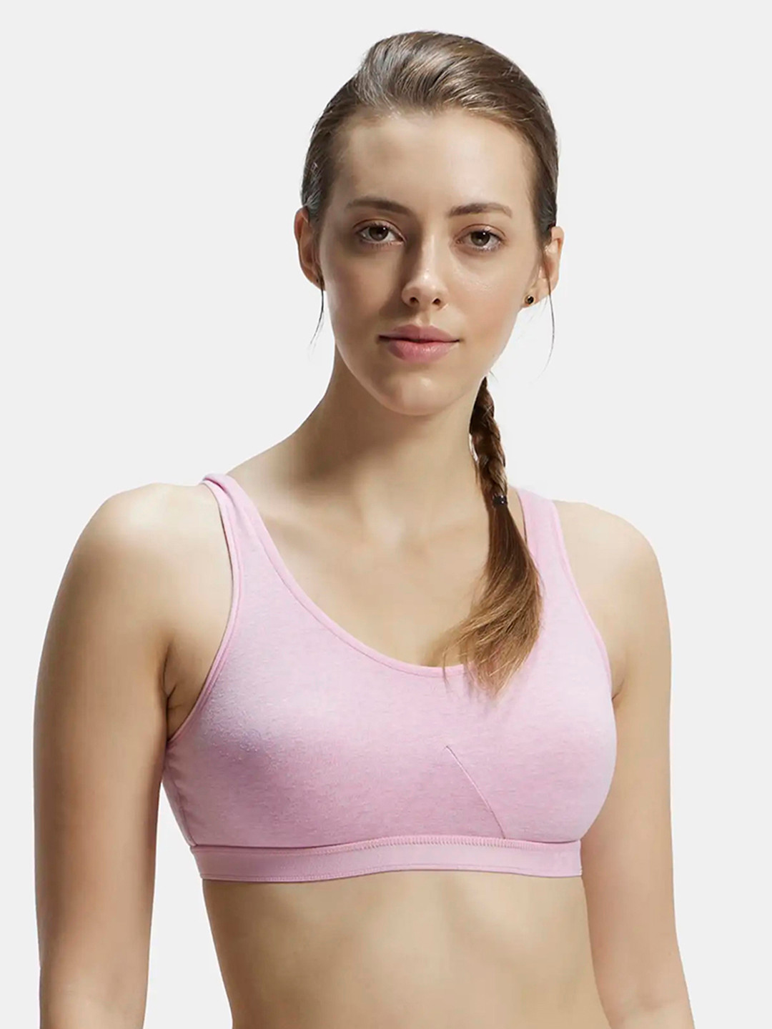 

Jockey Women Wirefree Non Padded Full Coverage Slip-On Active Bra 1376, Pink