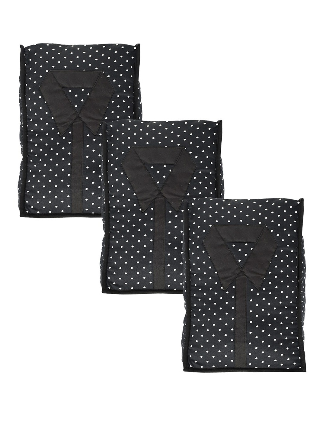 

Kuber Industries Set Of 3 Black Polka Dot Printed Cotton Organisers