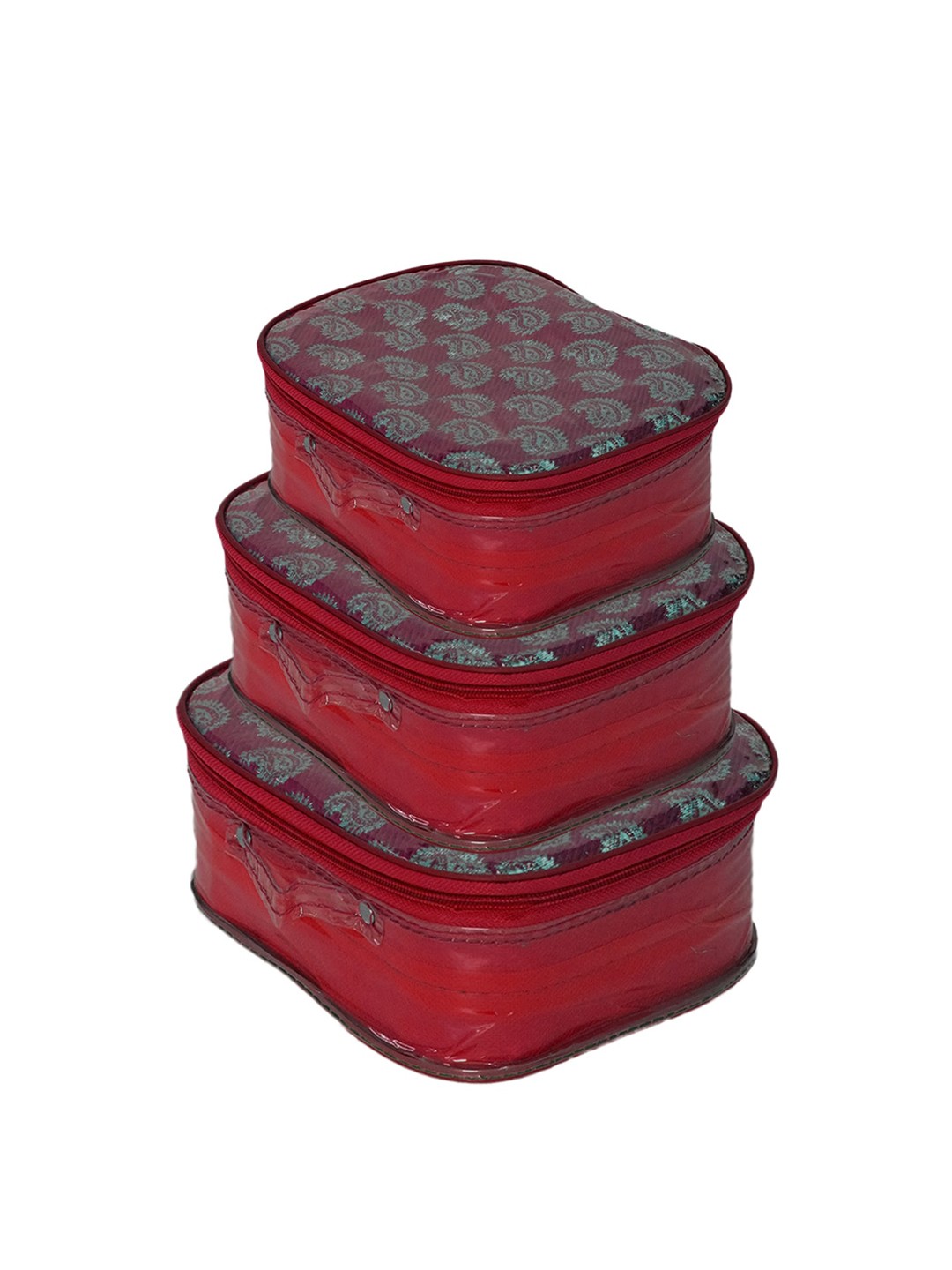 

Kuber Industries Set Of 3 Printed Makeup Organisers, Maroon