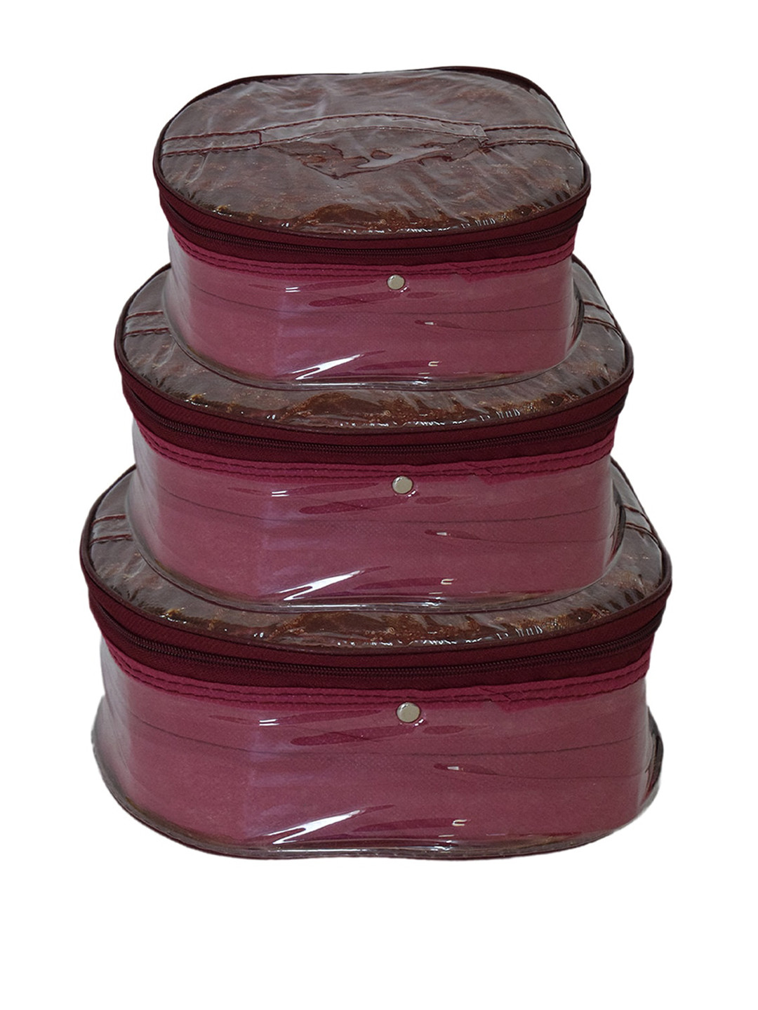 

Kuber Industries Set Of 3 Maroon Solid PVC Travel Toiletry Organizer