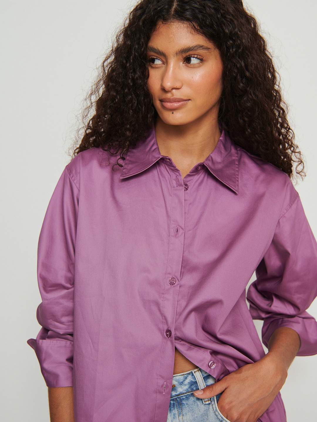 

NA-KD Women Purple Solid Casual Shirt