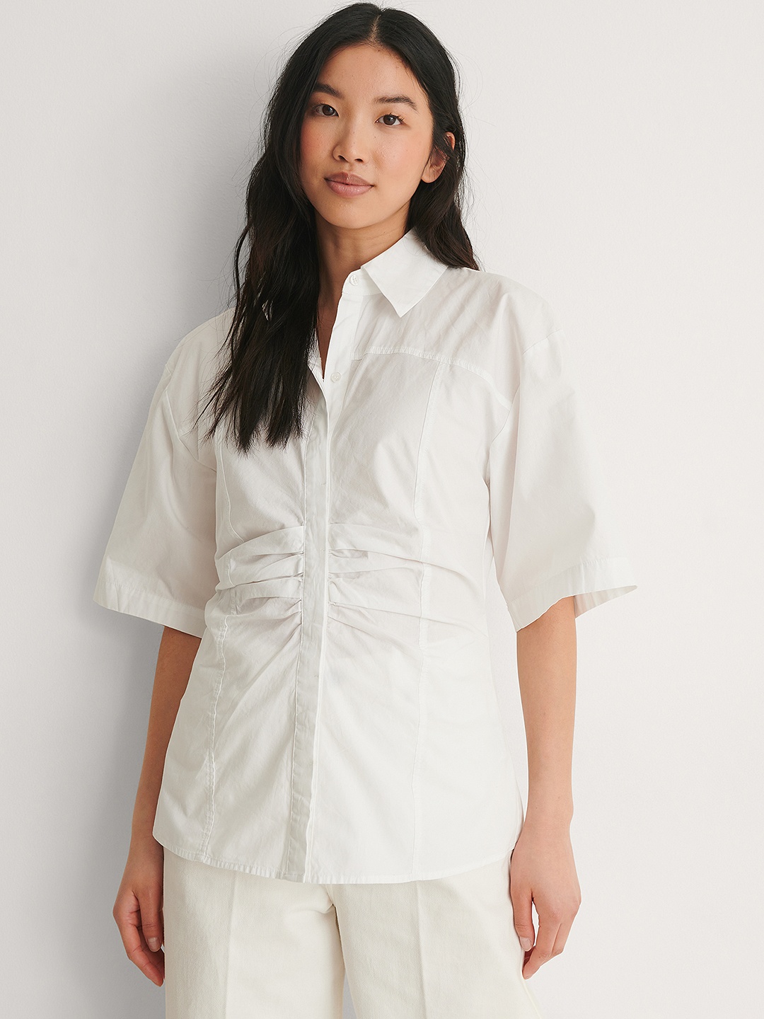 

NA-KD White Pure Cotton Shirt Style Top