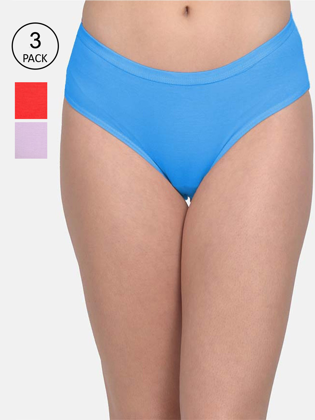 

mod & shy Women Pack Of 3 Assorted Solid Basic Briefs