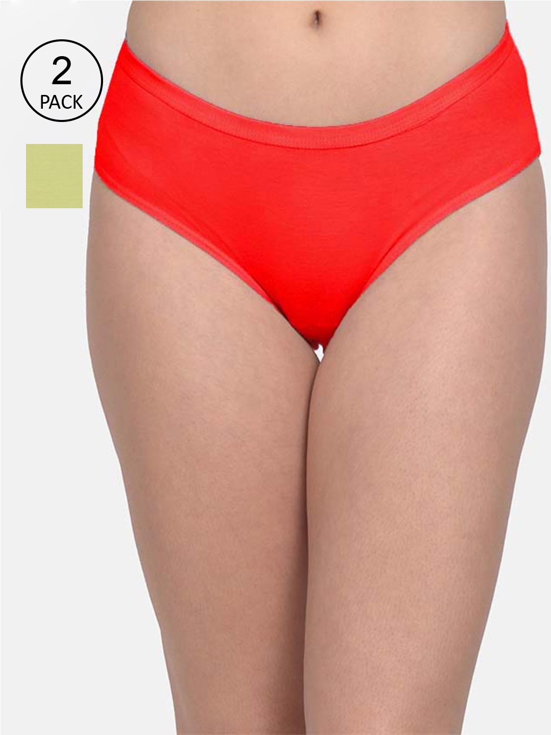 

mod & shy Women Assorted Pack of 2 Cotton Hipster Briefs MU201202, Red