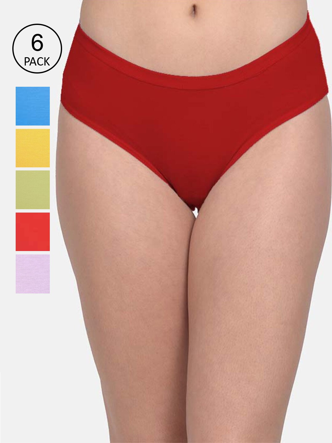 

mod & shy Women Pack Of 6 Assorted Solid Basic Briefs