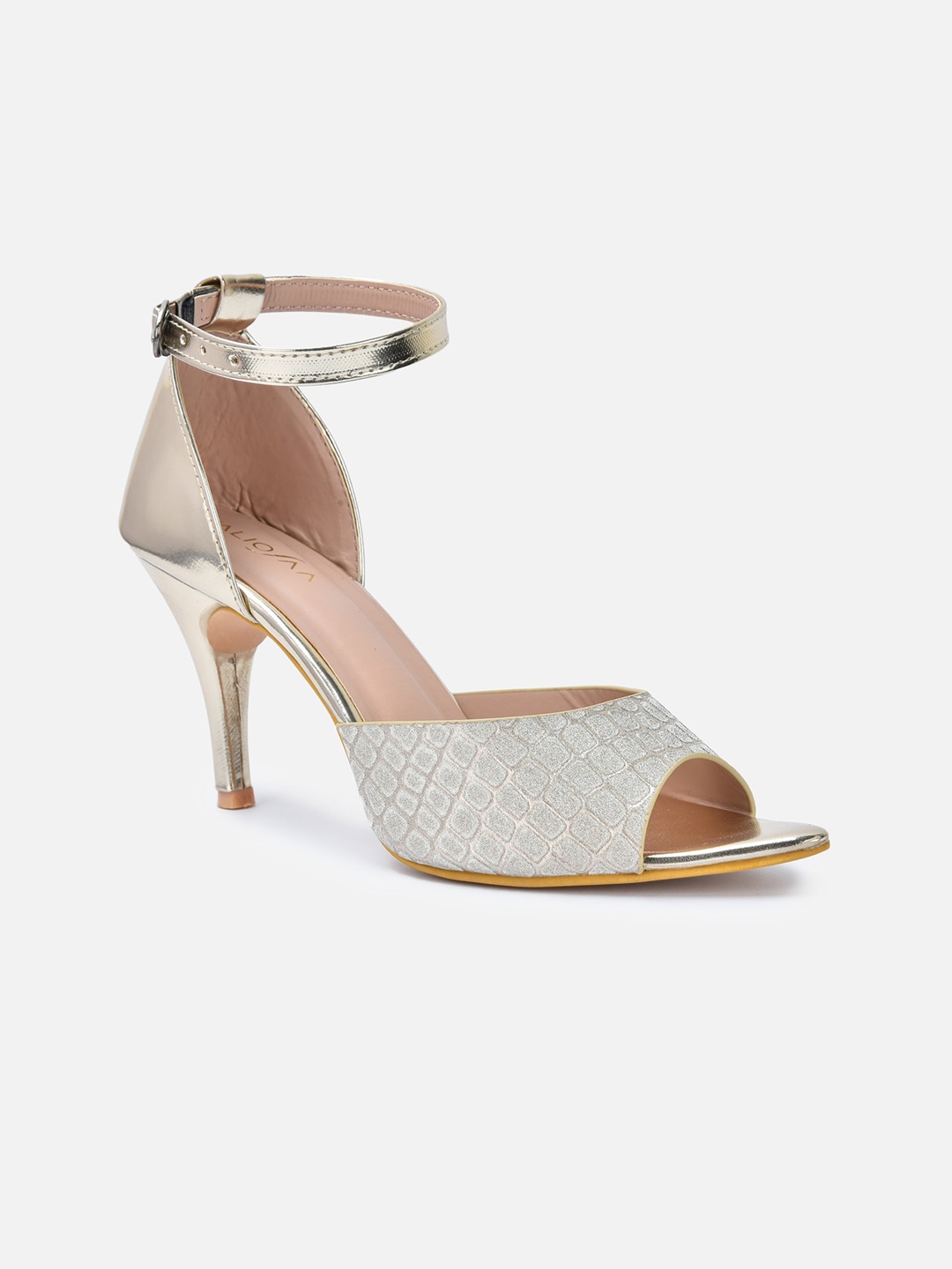 

VALIOSAA Gold-Toned Party Peep Toes