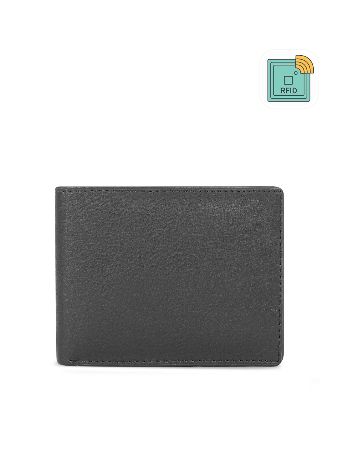 

TEAM 11 Men Black Textured Leather Two Fold Wallet