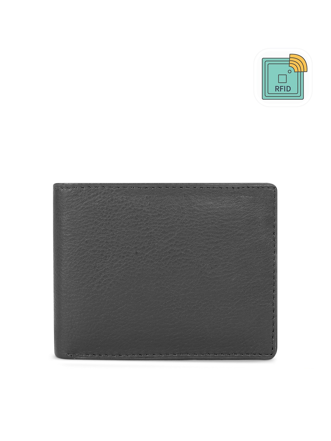 

TEAM 11 Men Black Textured Leather Two Fold Wallet