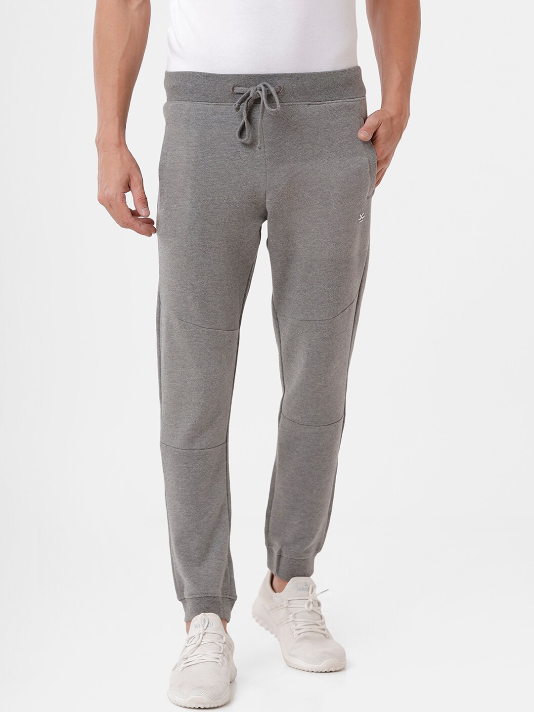 

WROGN Men Grey Melange Solid Joggers