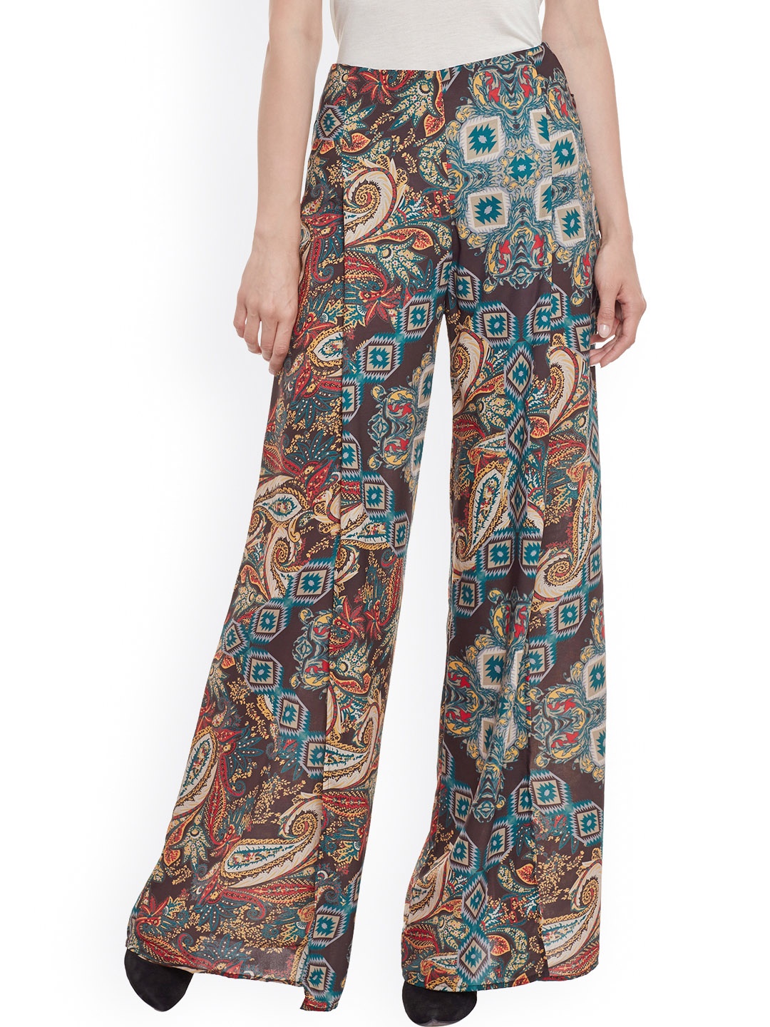 

Kazo Black & Blue Printed Palazzo Trousers