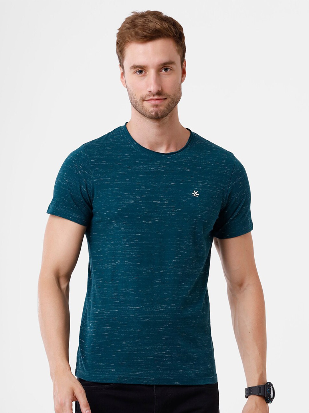 

WROGN Men Green Applique Slim Fit T-shirt