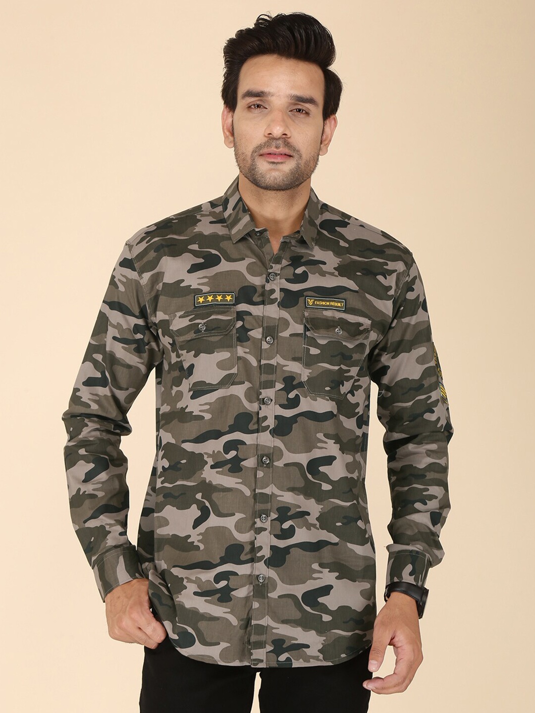 

FUBAR Men Brown Modern Printed Casual Shirt
