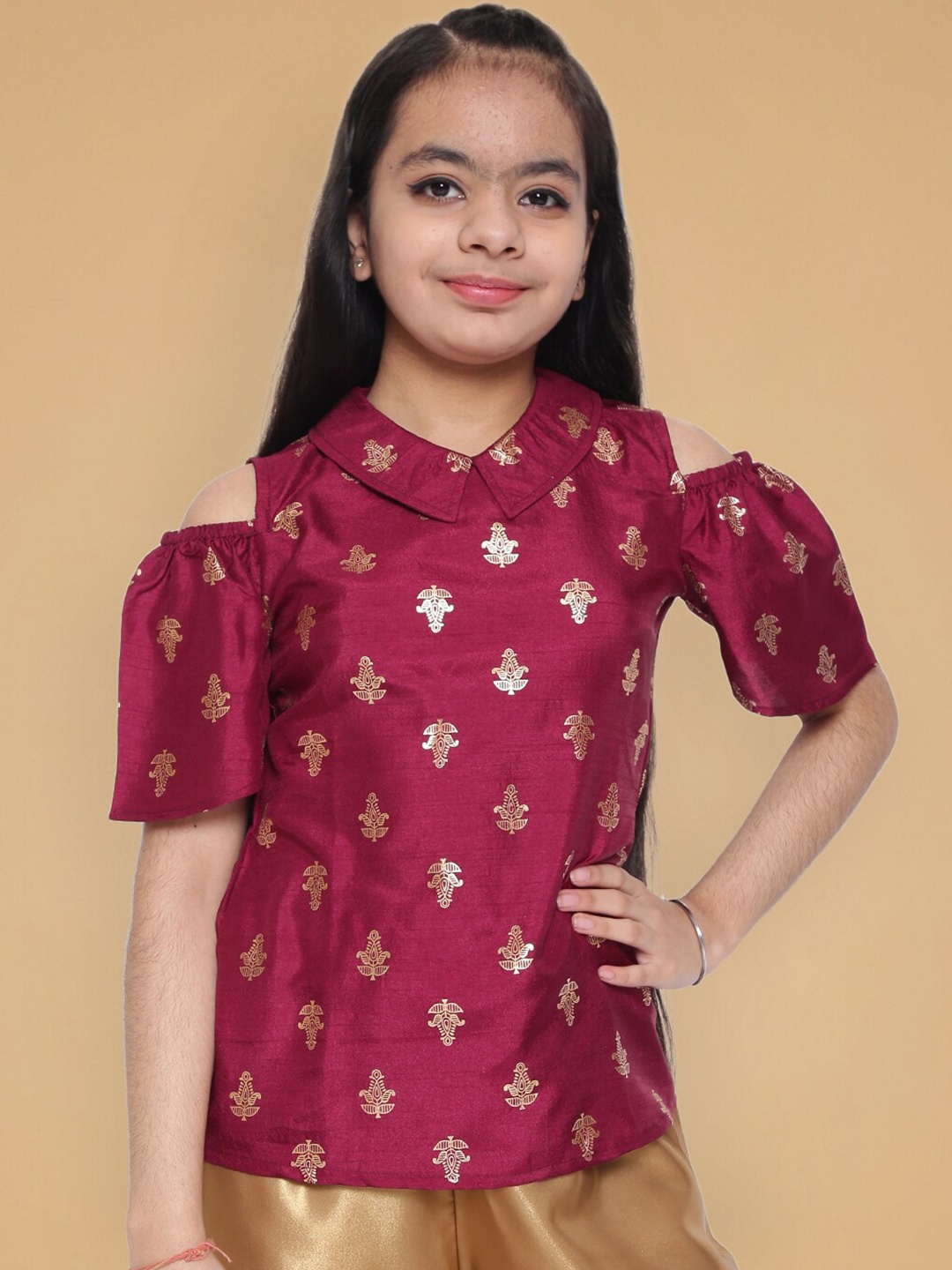 

titliyan Burgundy Floral Print Top
