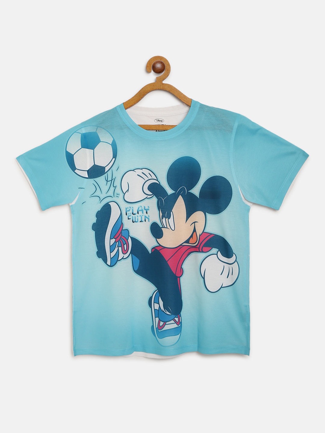 

Mickey & Friends Boys Blue & White Mickey Mouse Print Round Neck T-shirt
