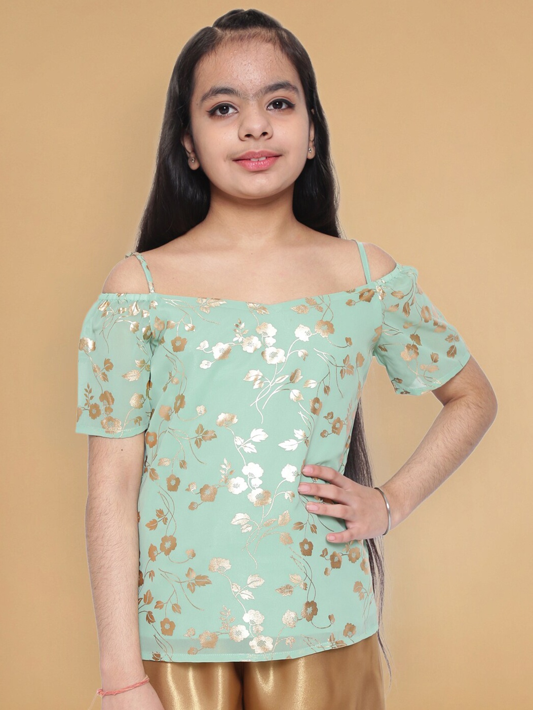 

titliyan Sea Green Floral Print Top