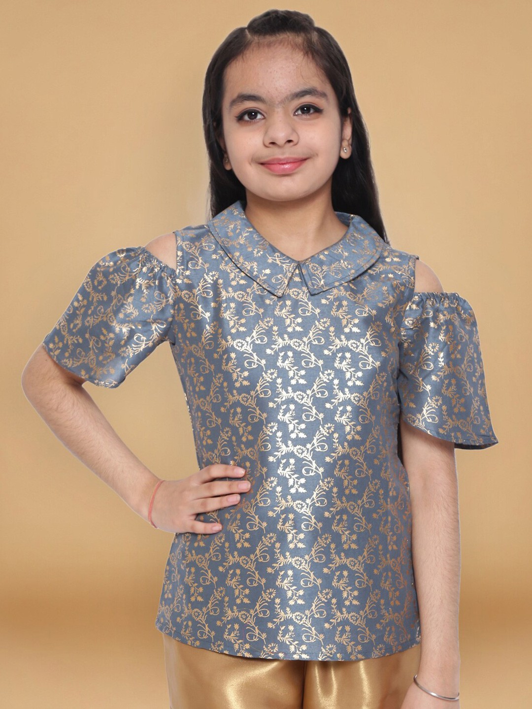 

titliyan Grey Floral Print Top
