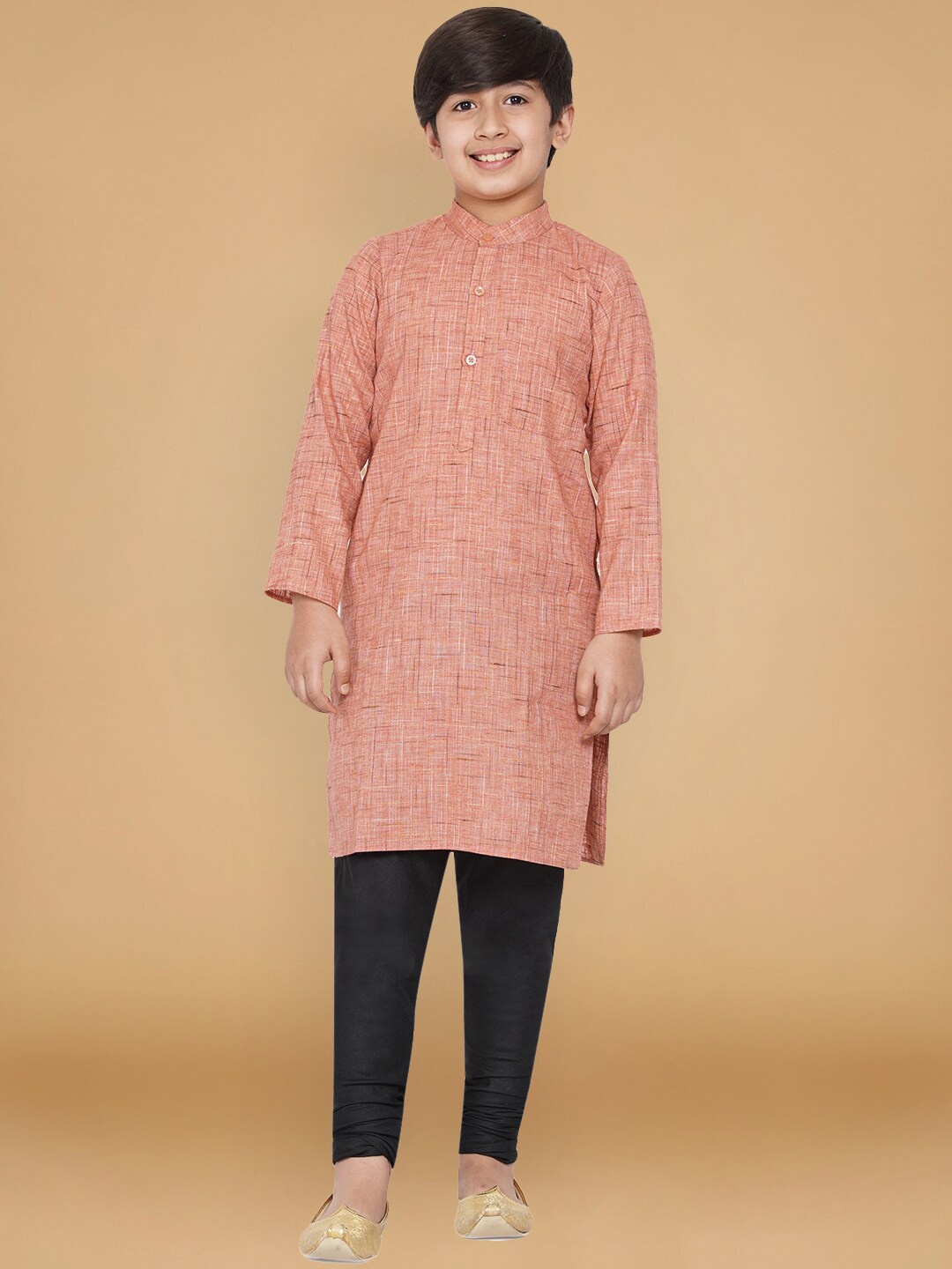 

titliyan Boys Peach-Coloured Thread Work Kurta