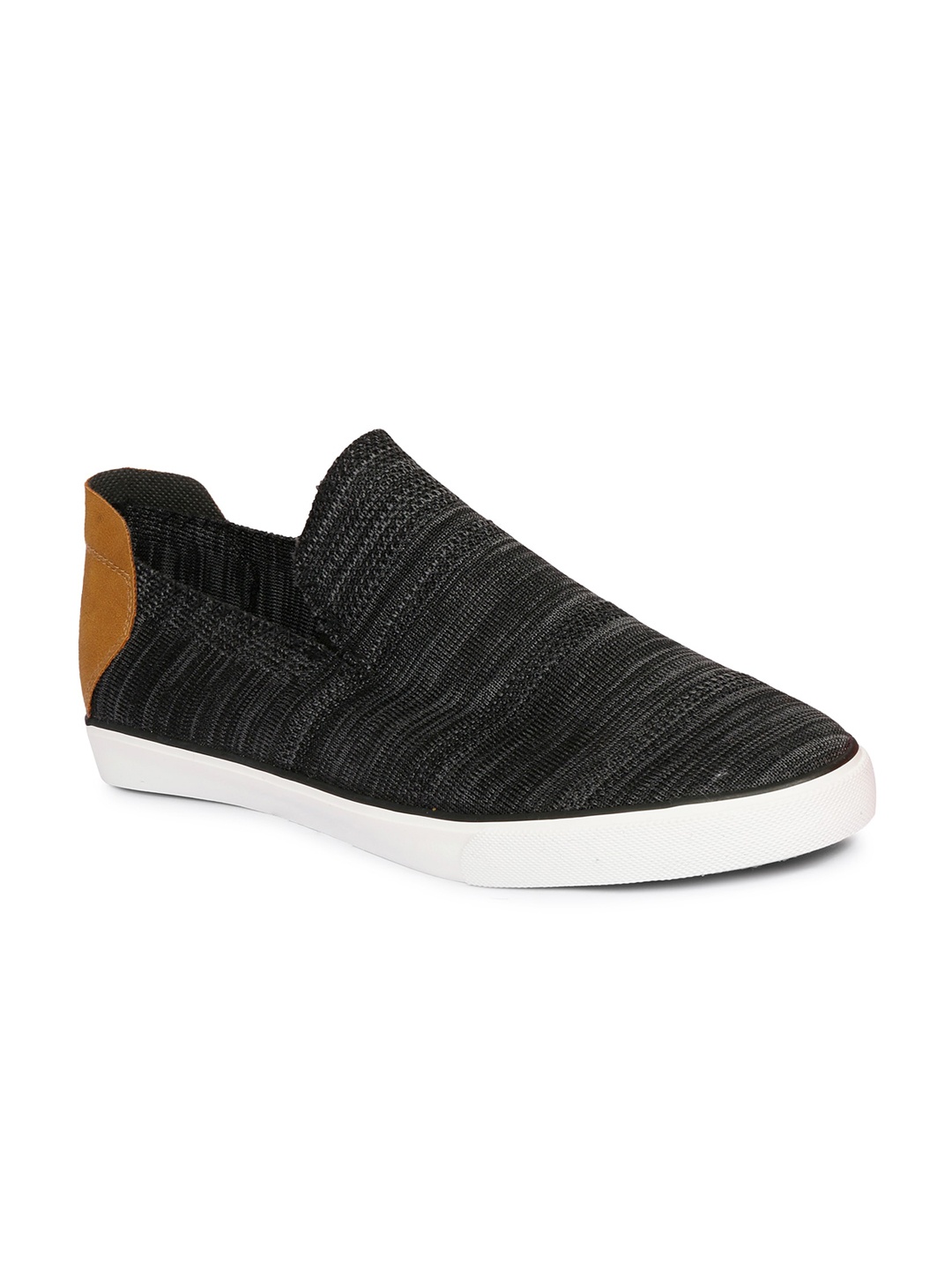 

MOZAFIA Men Black Woven Design Slip-On Sneakers