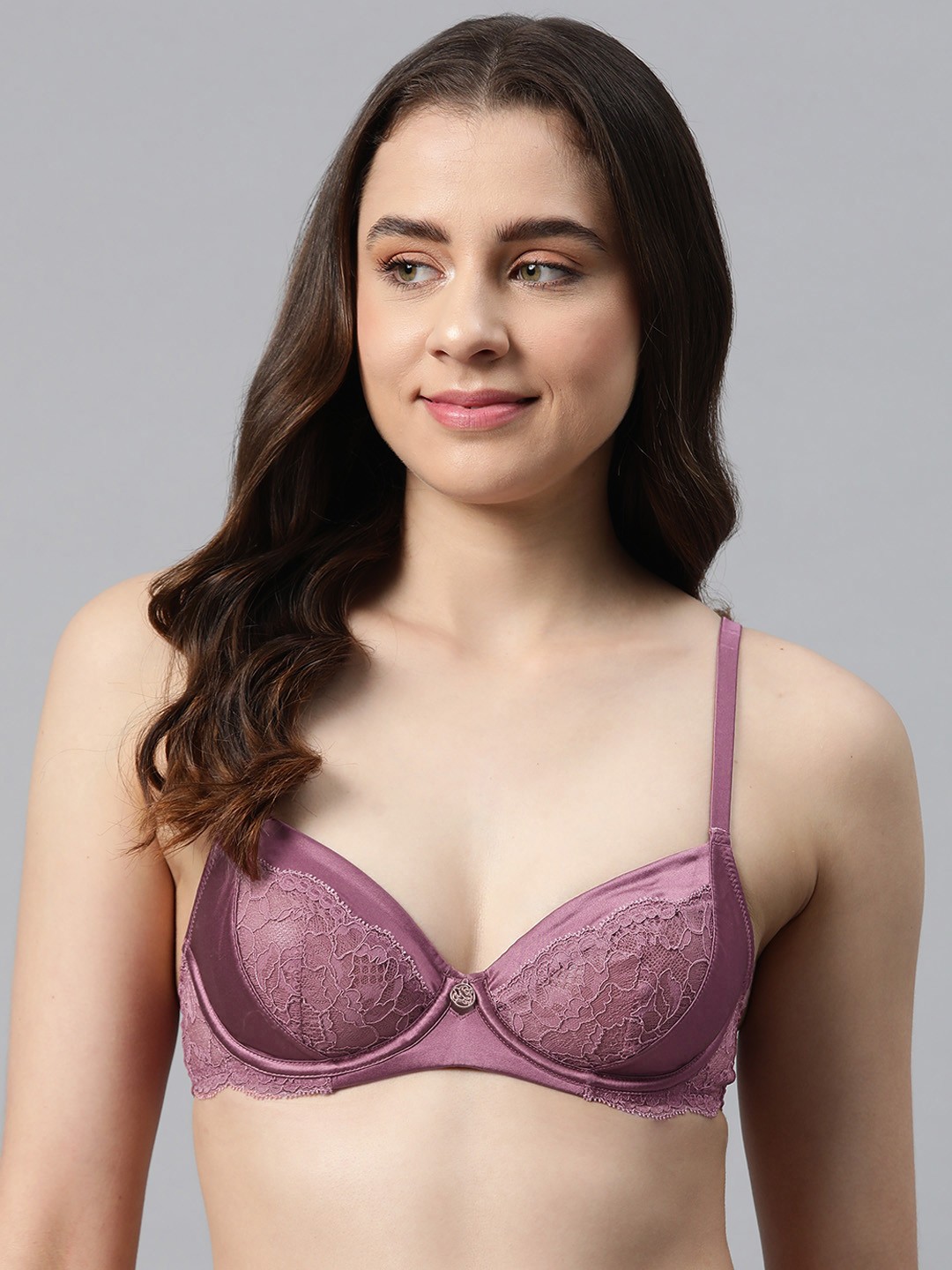 

Marks & Spencer Lace Wired Bra- Half Coverage, Rose