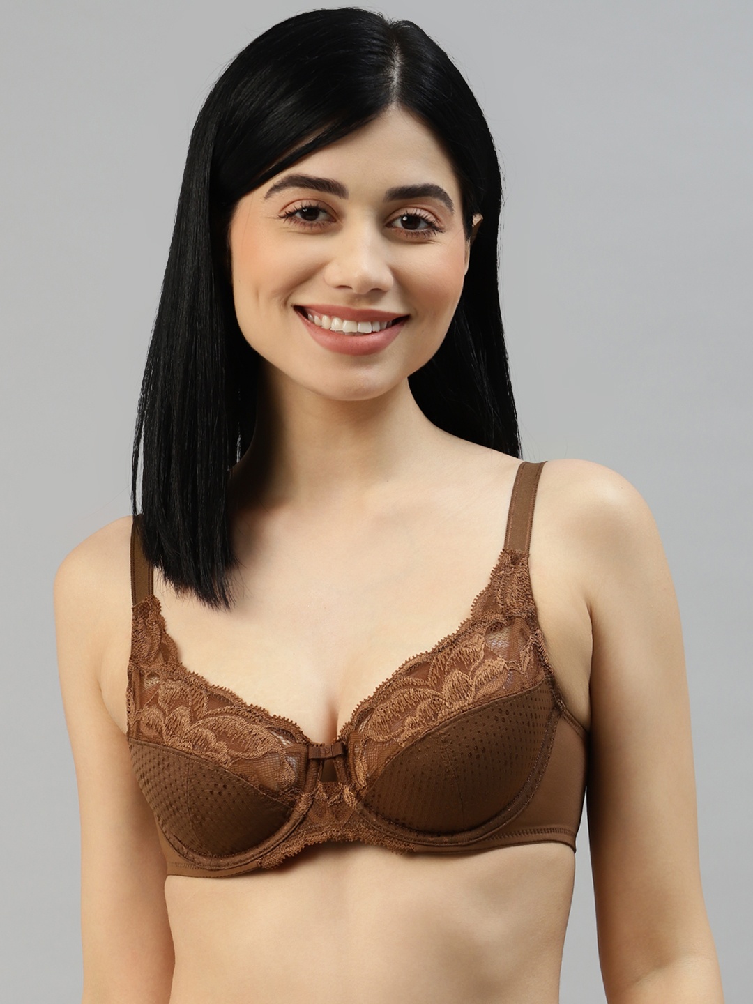 

Marks & Spencer Coffee Brown Underwired Lightly Padded Floral Bra