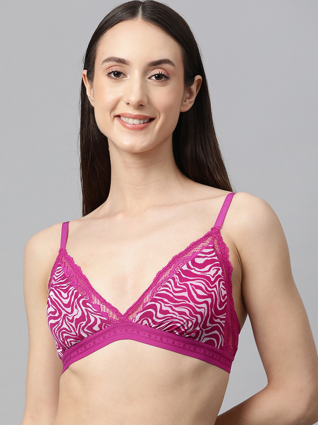 

Marks & Spencer Pink & White Abstract Lightly Padded Bra