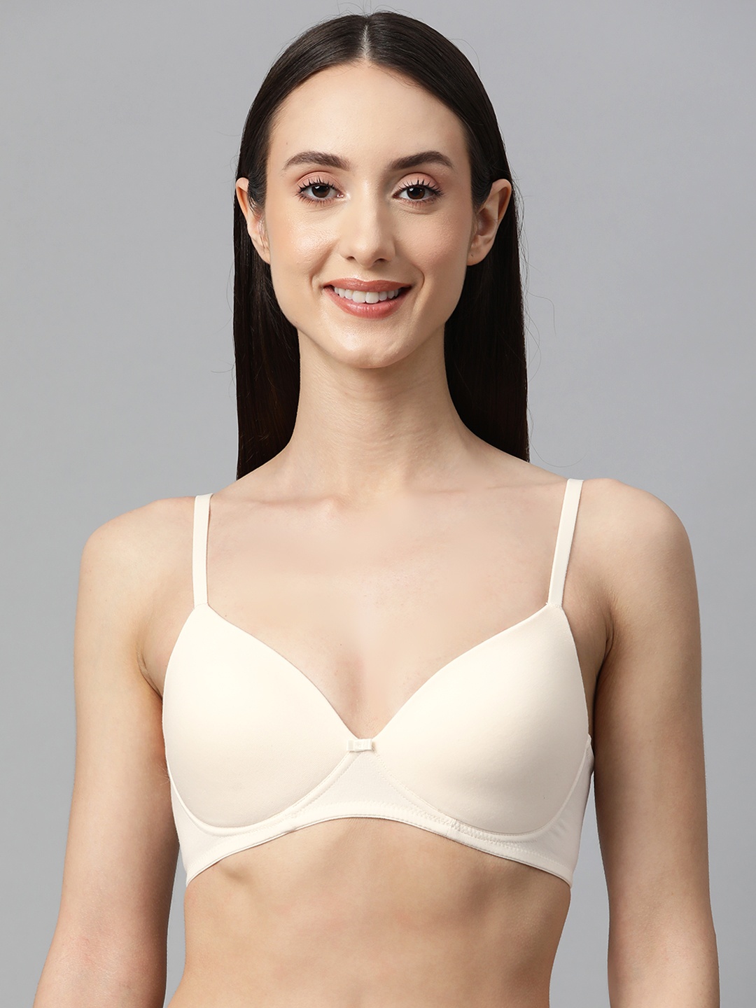 

Marks & Spencer Cream-Coloured Solid Lightly Padded Bra