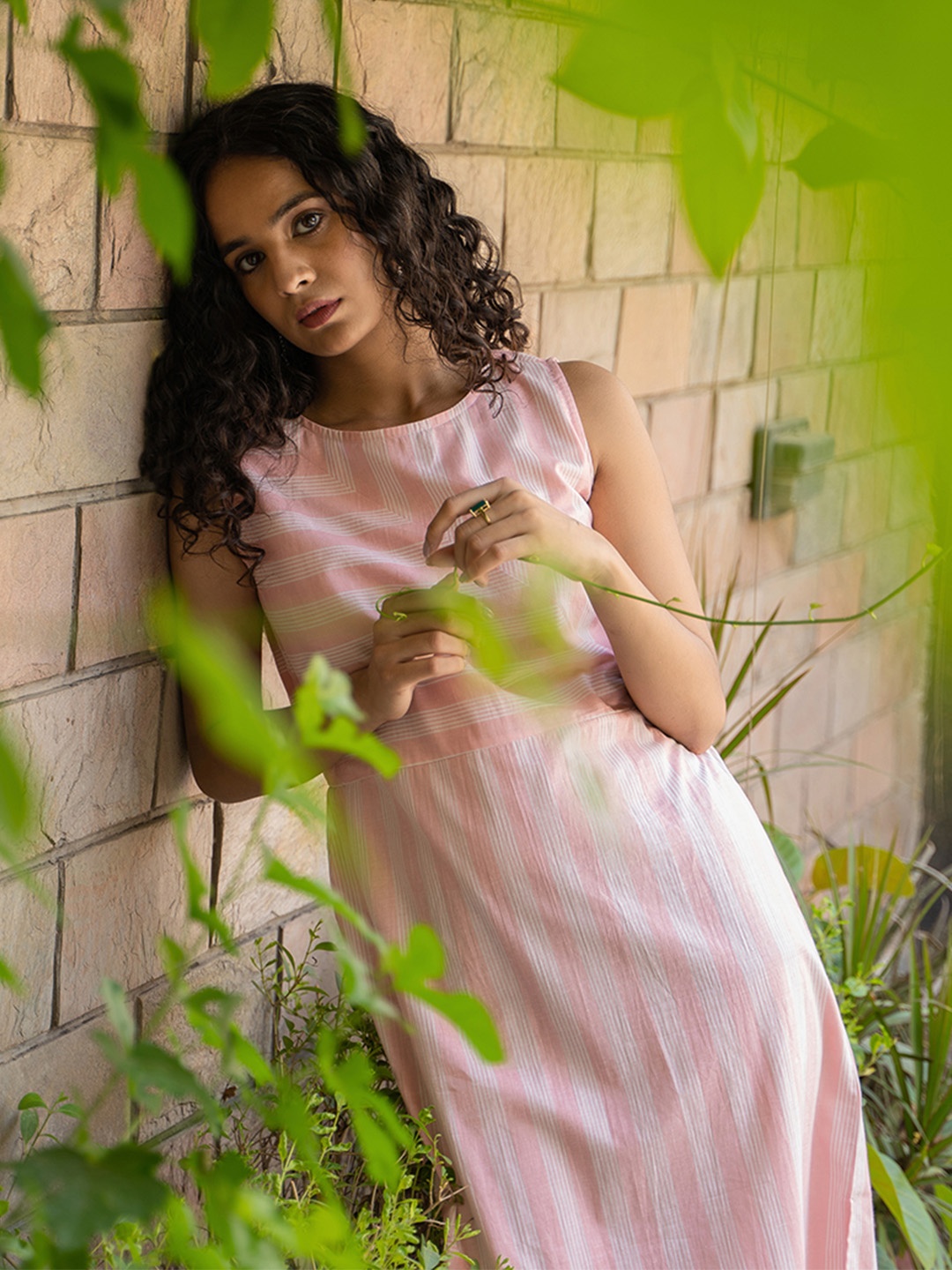

AKISO Pink Striped Midi Dress