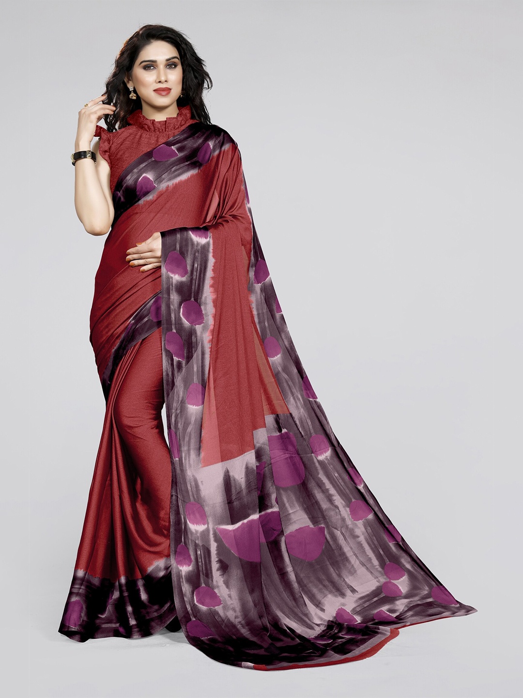 

KALINI Brown & Purple Saree