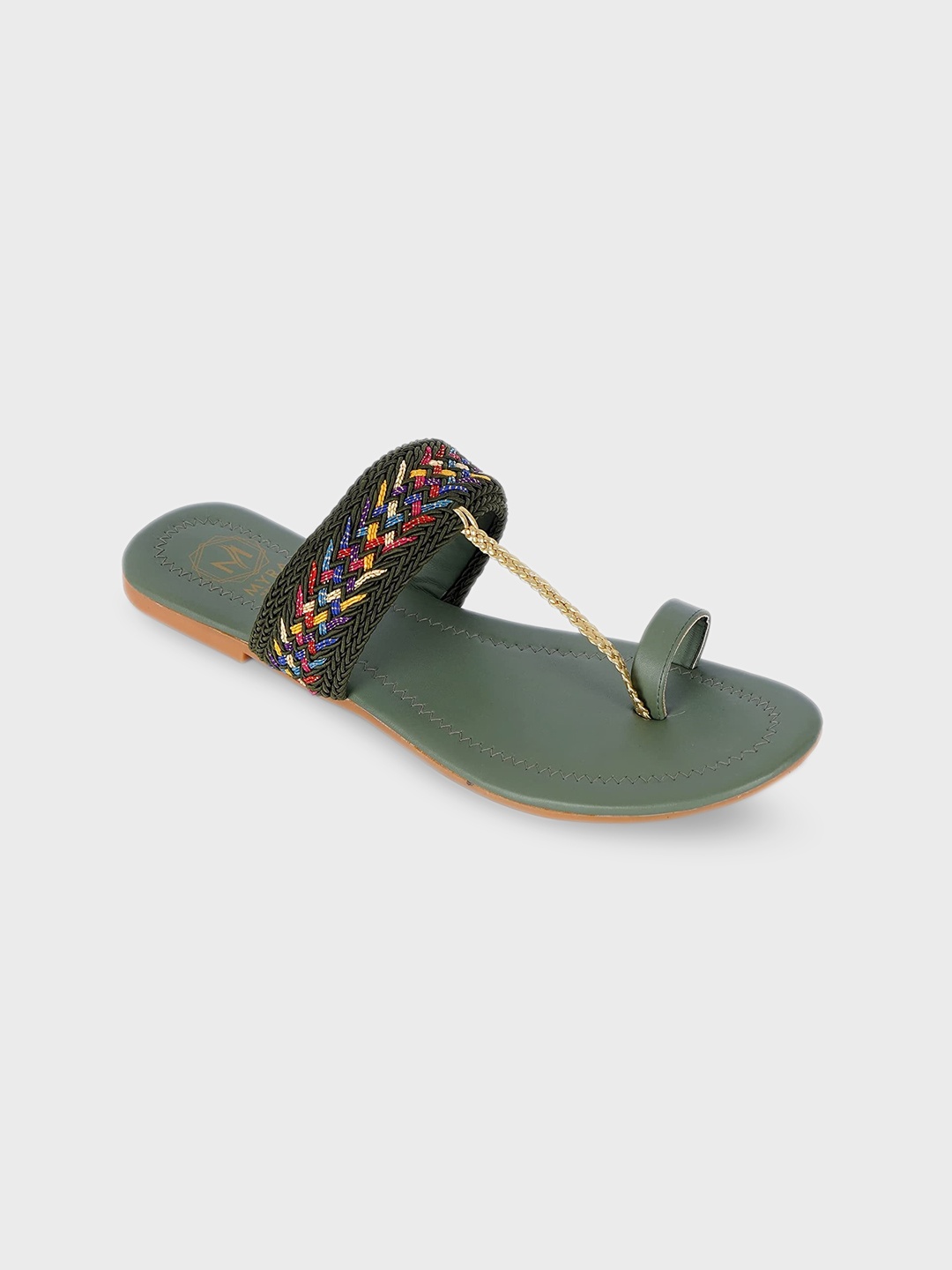

Myra Women Green Braided One-Toe Flats