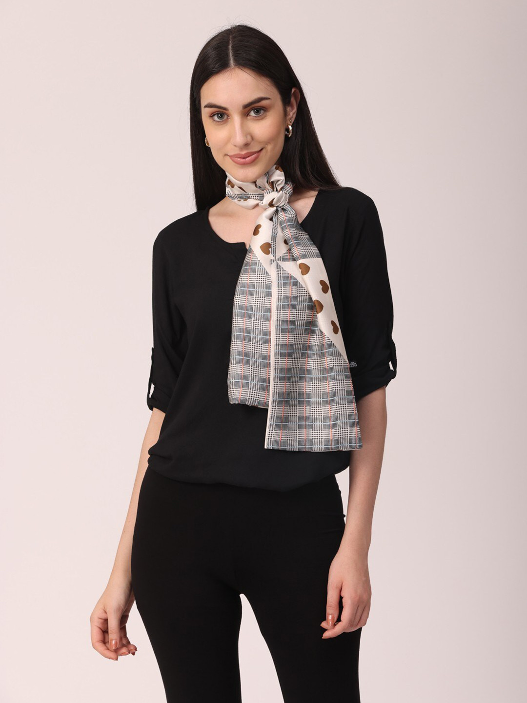 

NOTEQUAL Women Brown & Cream-Coloured Printed Scarf