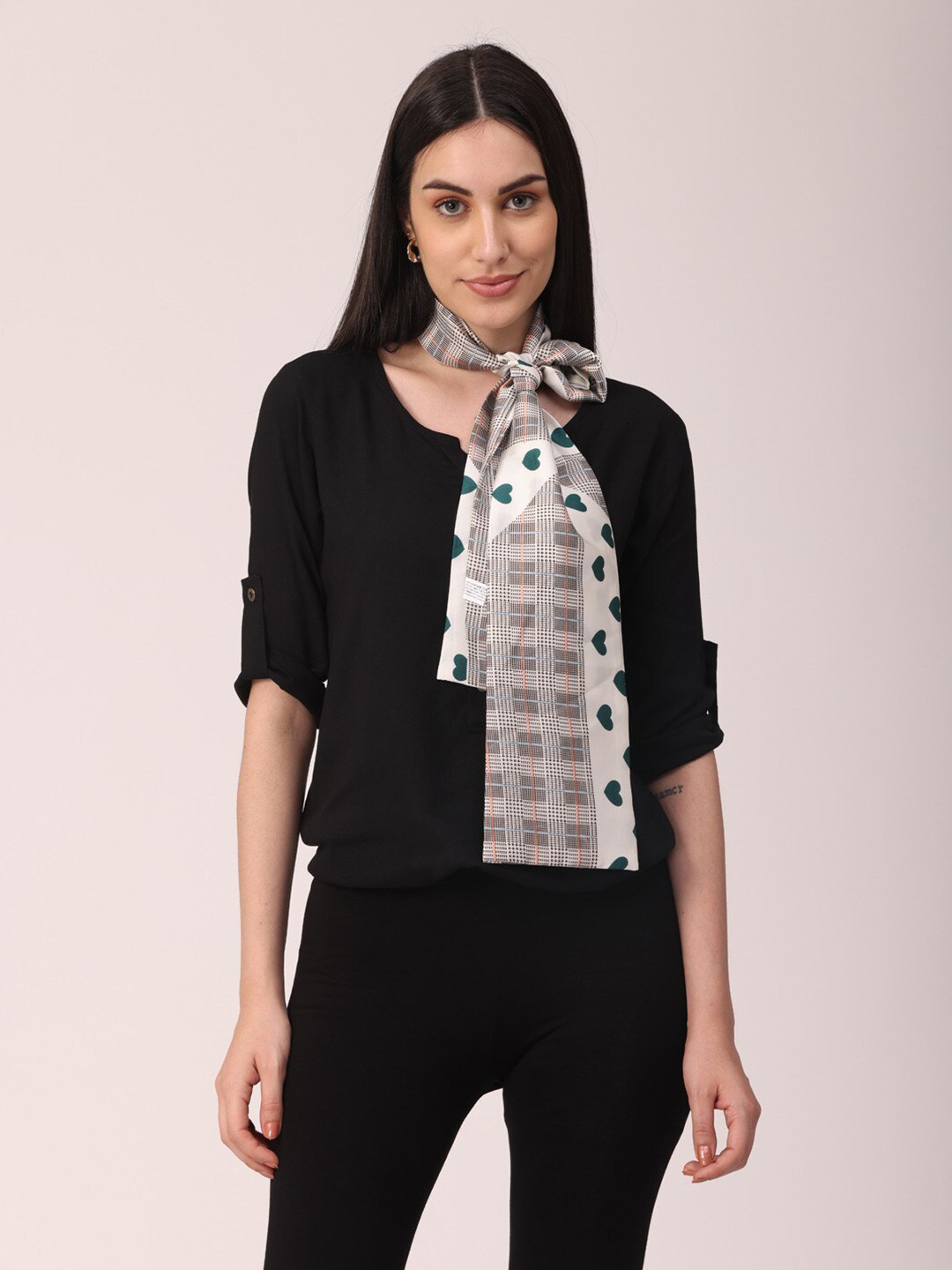 

NOTEQUAL Women Green & White Printed Scarf