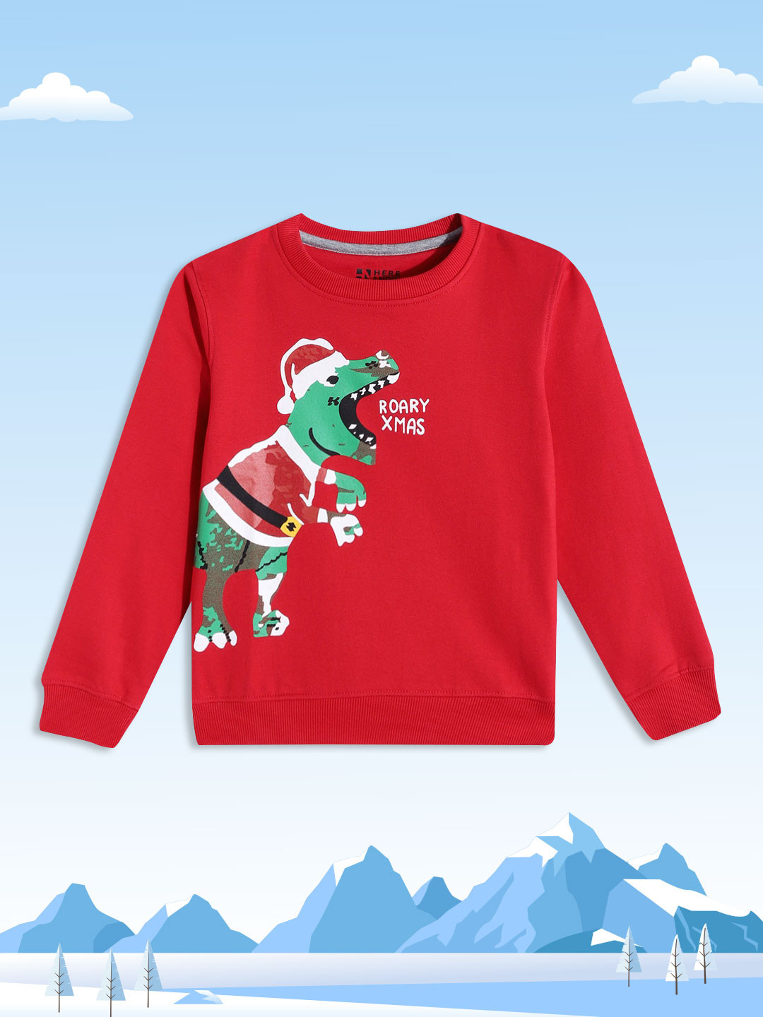 

HERE&NOW Boys Red & Green Printed Sweatshirt