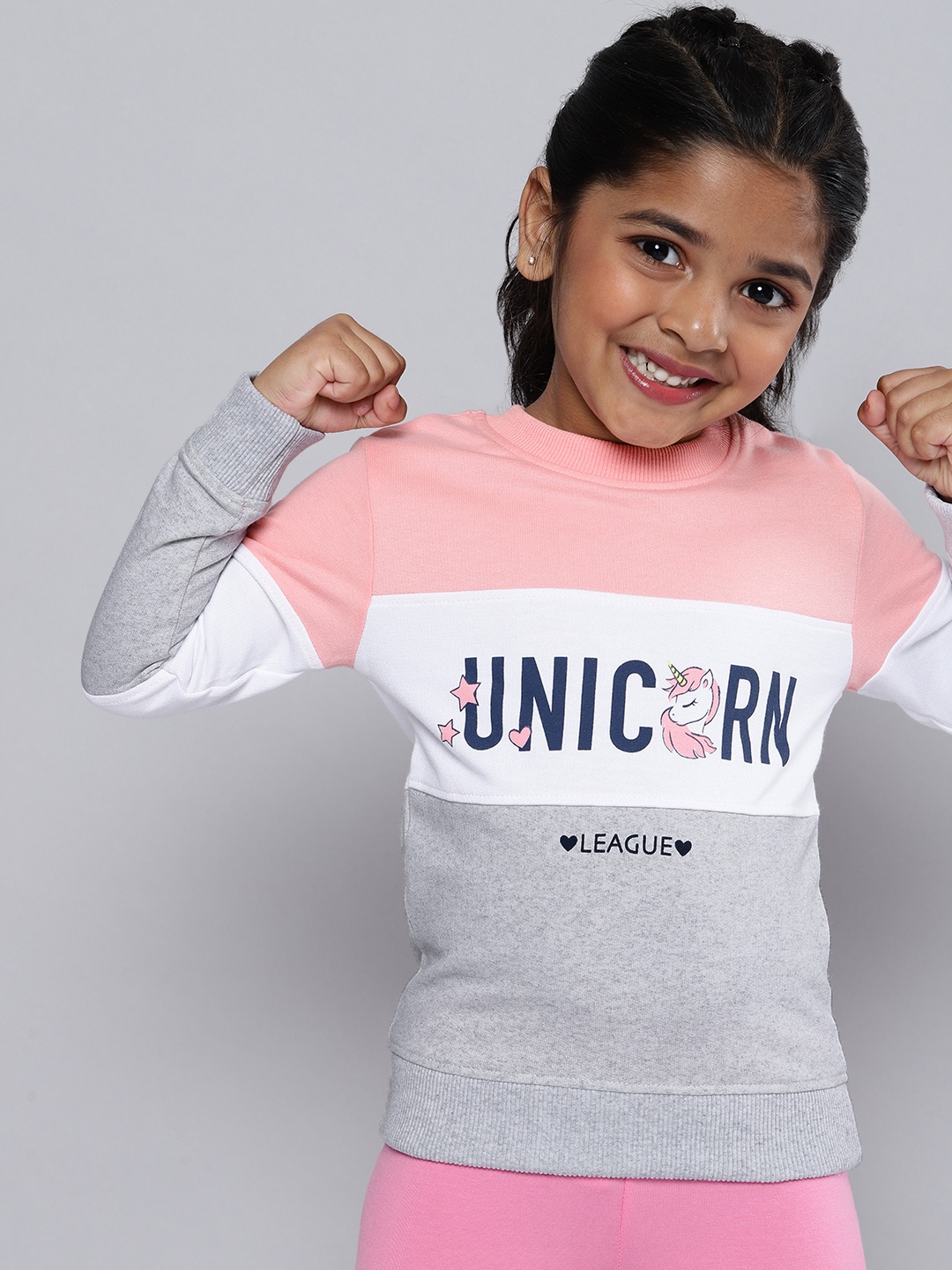 

HERE&NOW Girls Grey Colourblocked Sweatshirt